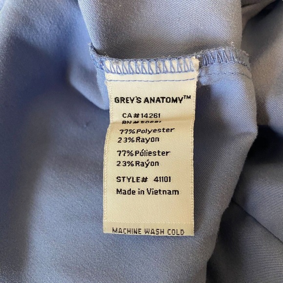 Grey's Anatomy by Barco Scrub Top Large Blue Workwear Career wear Pockets V-Neck - Picture 11 of 11